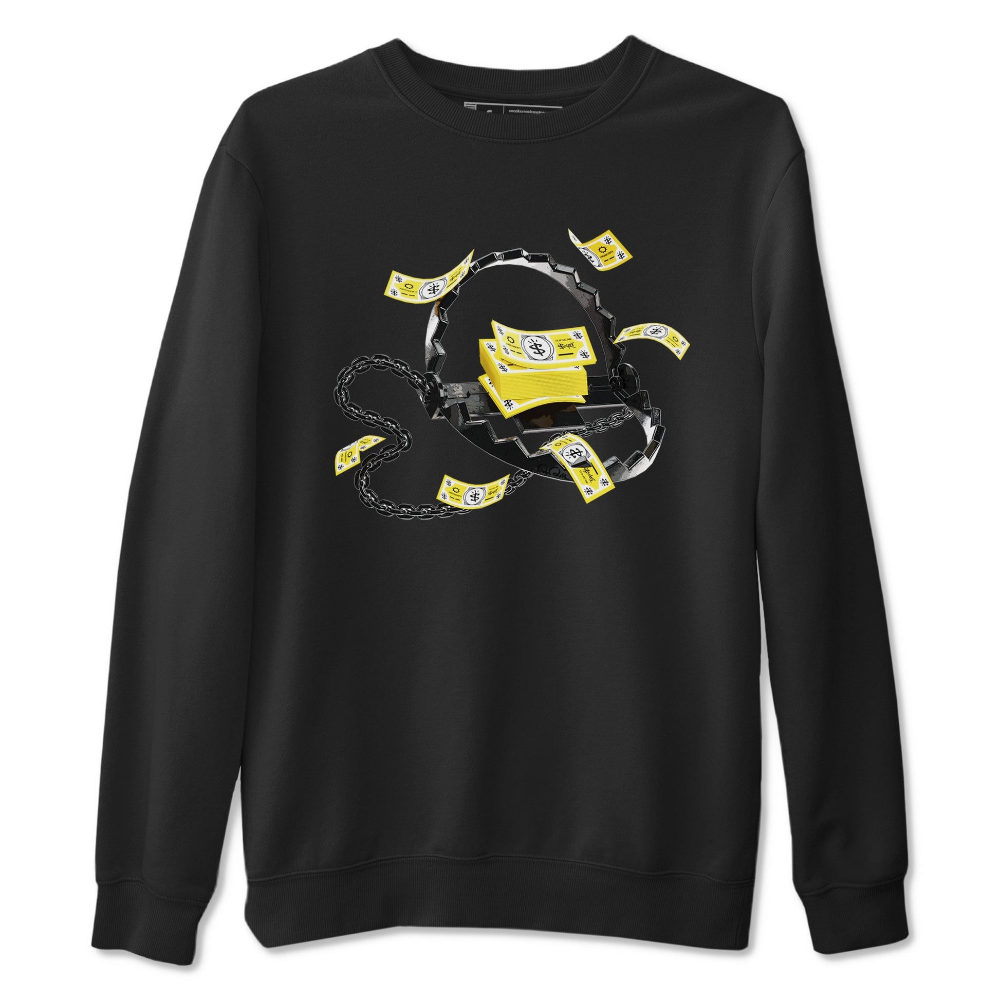 AJ4 Vivid Sulfur shirt to match jordans Trap Money sneaker tees Air Jordan 4 Vivid Sulfur SNRT Sneaker Release Tees unisex cotton Black 2 crew neck shirt