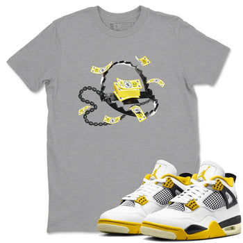 AJ4 Vivid Sulfur shirt to match jordans Trap Money sneaker tees Air Jordan 4 Vivid Sulfur SNRT Sneaker Release Tees unisex cotton Heather Grey 1 crew neck shirt