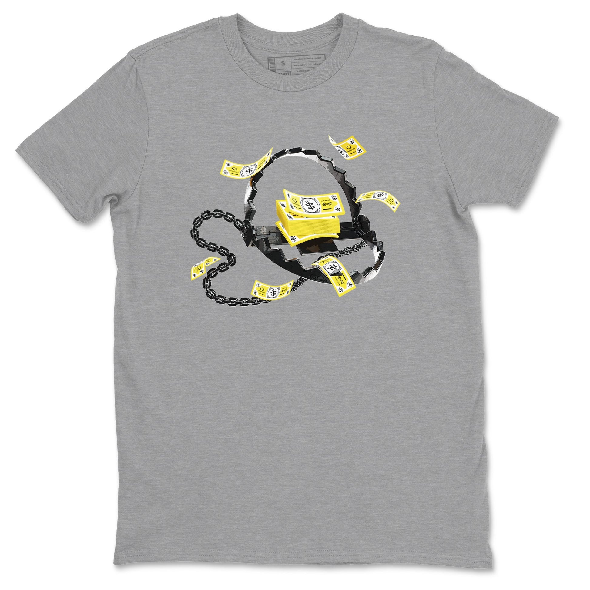AJ4 Vivid Sulfur shirt to match jordans Trap Money sneaker tees Air Jordan 4 Vivid Sulfur SNRT Sneaker Release Tees unisex cotton Heather Grey 2 crew neck shirt