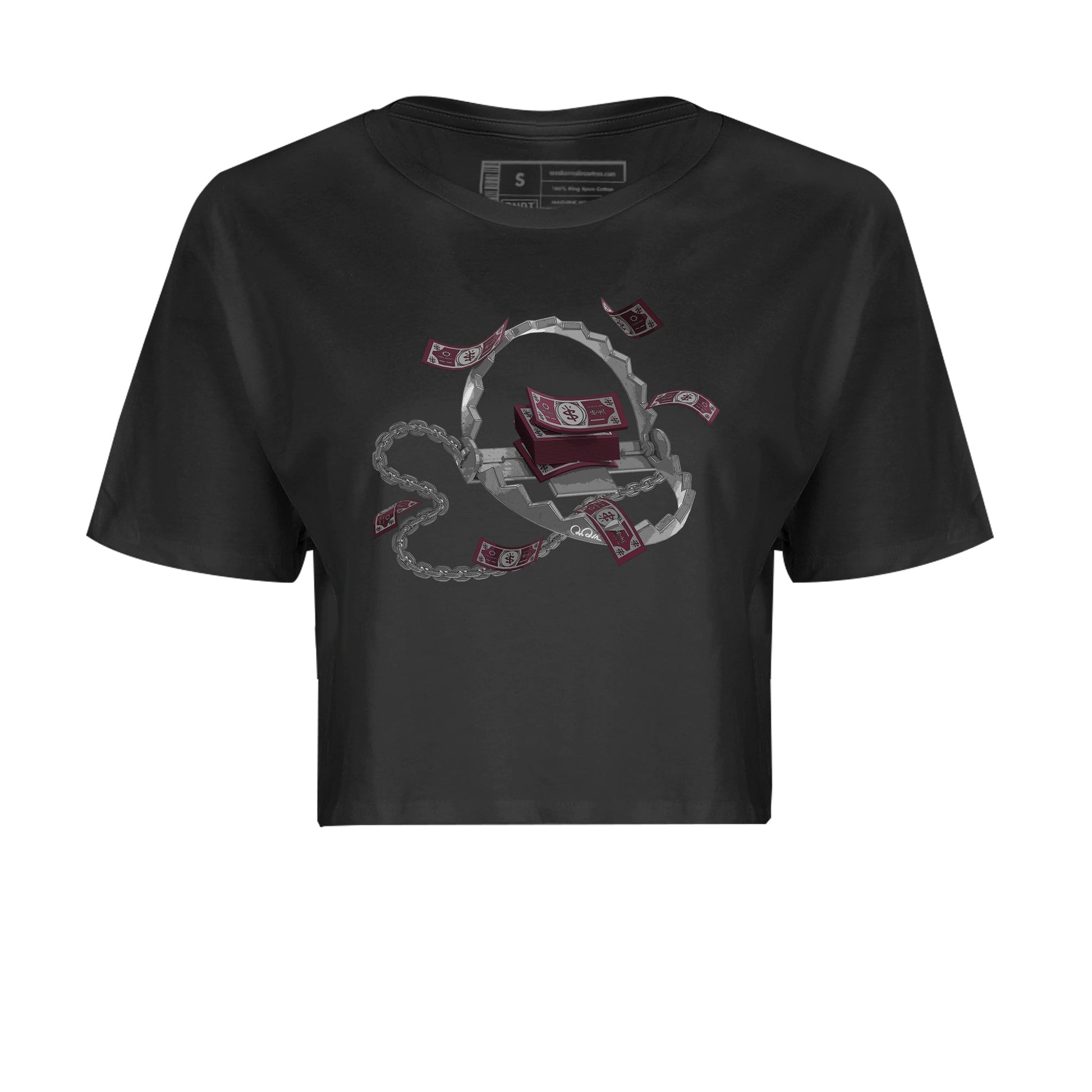 Air Jordan 5 Burgundy Sneaker Match Tees Trap Money Sneaker Tees AJ5 Burgundy Sneaker Release Tees Women's Shirts Black 2