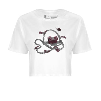 Air Jordan 5 Burgundy Sneaker Match Tees Trap Money Sneaker Tees AJ5 Burgundy Sneaker Release Tees Women's Shirts White 2