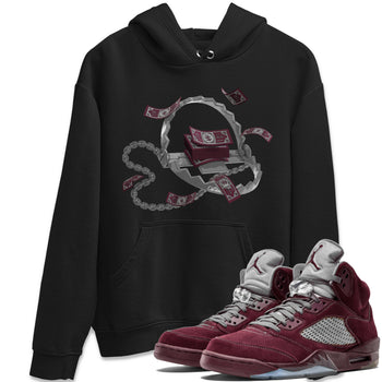 Air Jordan 5 Burgundy Sneaker Match Tees Trap Money Sneaker Tees AJ5 Burgundy Sneaker Release Tees Unisex Shirts Black 1