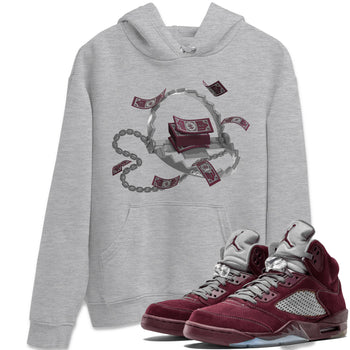 Air Jordan 5 Burgundy Sneaker Match Tees Trap Money Sneaker Tees AJ5 Burgundy Sneaker Release Tees Unisex Shirts Heather Grey 1
