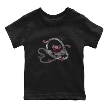 Air Jordan 5 Burgundy Sneaker Match Tees Trap Money Sneaker Tees AJ5 Burgundy Sneaker Release Tees Kids Shirts Black 2