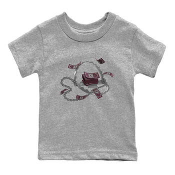Air Jordan 5 Burgundy Sneaker Match Tees Trap Money Sneaker Tees AJ5 Burgundy Sneaker Release Tees Kids Shirts Heather Grey 2
