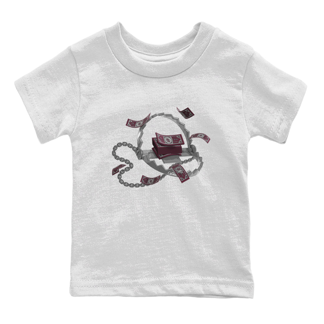 Air Jordan 5 Burgundy Sneaker Match Tees Trap Money Sneaker Tees AJ5 Burgundy Sneaker Release Tees Kids Shirts White 2