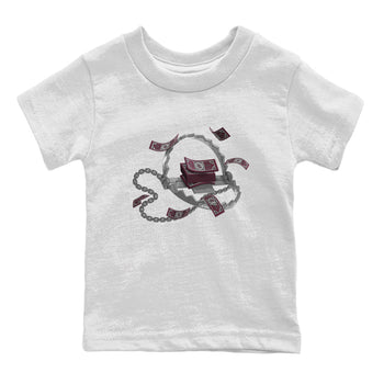 Air Jordan 5 Burgundy Sneaker Match Tees Trap Money Sneaker Tees AJ5 Burgundy Sneaker Release Tees Kids Shirts White 2