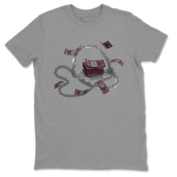 Air Jordan 5 Burgundy Sneaker Match Tees Trap Money Sneaker Tees AJ5 Burgundy Sneaker Release Tees Unisex Shirts Heather Grey 2