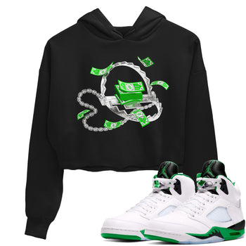 Air Jordan 5 Lucky Green shirt to match jordans Trap Money sneaker tees AJ5 Lucky Green SNRT Sneaker Release Tees Black 1 crop length shirt