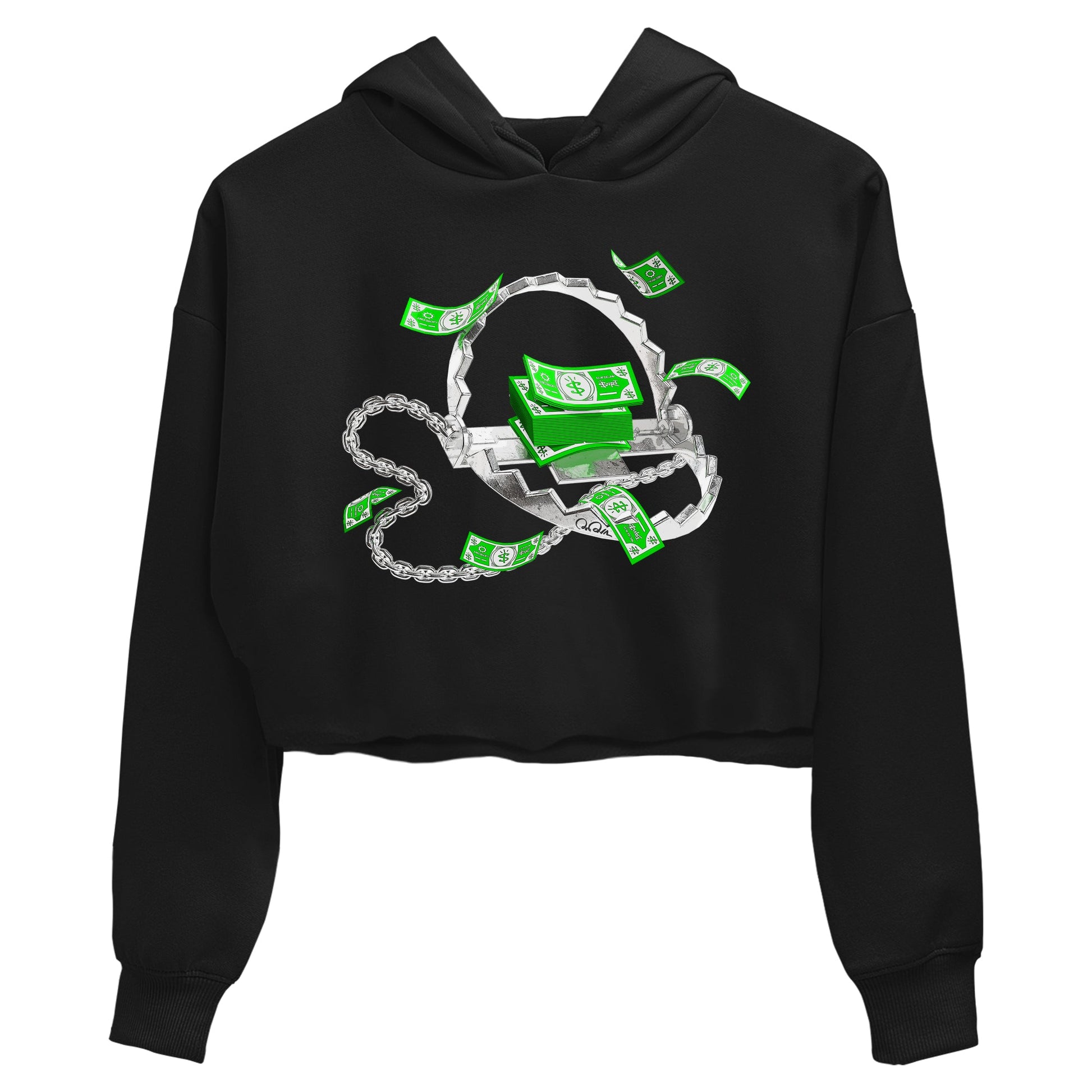 Air Jordan 5 Lucky Green shirt to match jordans Trap Money sneaker tees AJ5 Lucky Green SNRT Sneaker Release Tees Black 2 crop length shirt