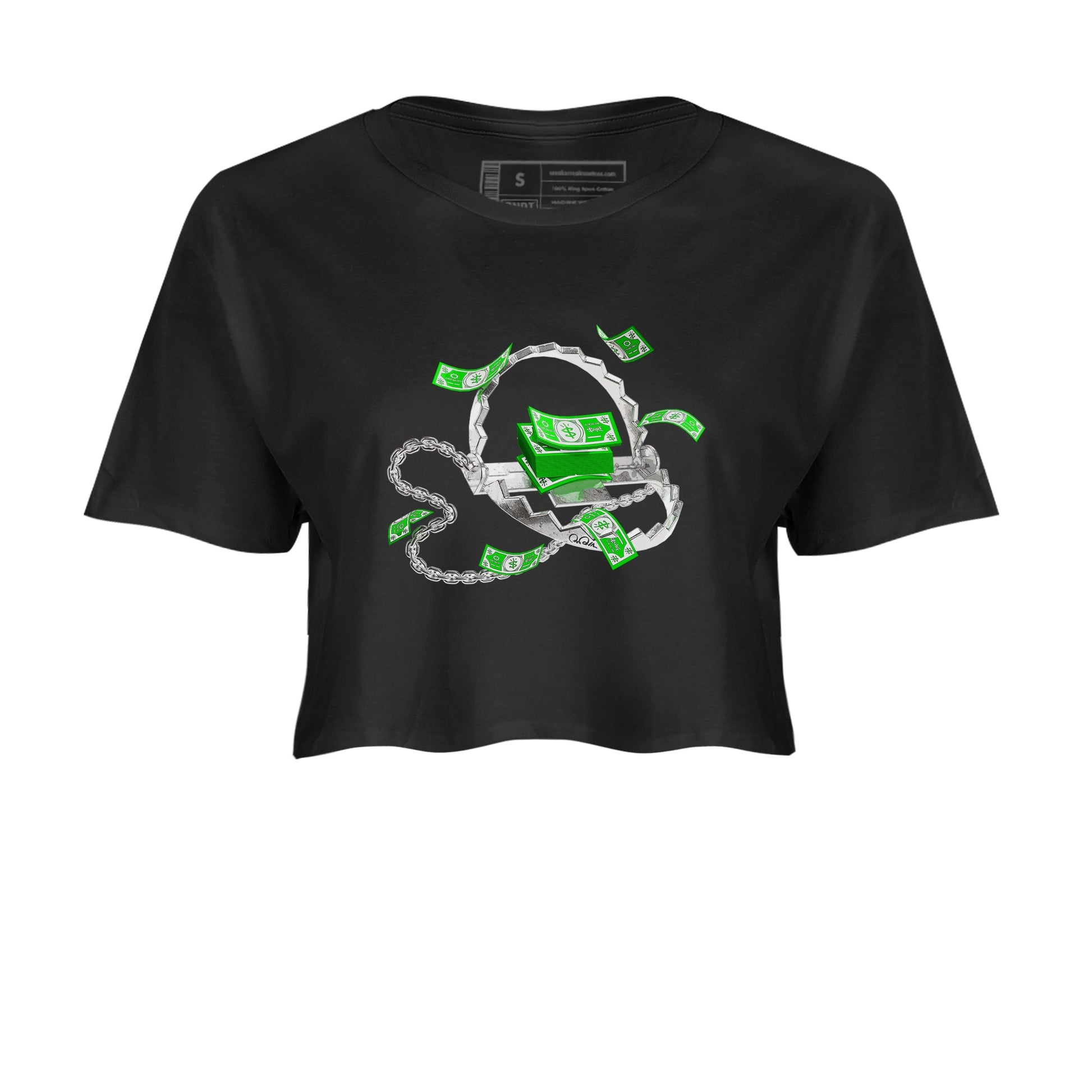 Air Jordan 5 Lucky Green shirt to match jordans Trap Money sneaker tees AJ5 Lucky Green SNRT Sneaker Release Tees Black 2 crop length shirt