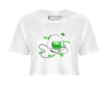 Air Jordan 5 Lucky Green shirt to match jordans Trap Money sneaker tees AJ5 Lucky Green SNRT Sneaker Release Tees White 2 crop length shirt