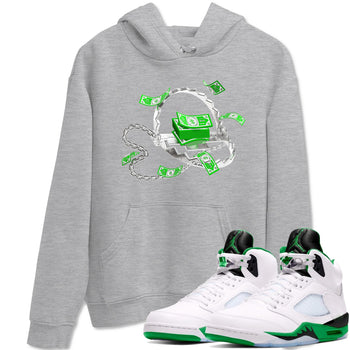 Air Jordan 5 Lucky Green shirt to match jordans Trap Money sneaker tees AJ5 Lucky Green SNRT Sneaker Release Tees unisex cotton Heather Grey 1 crew neck shirt