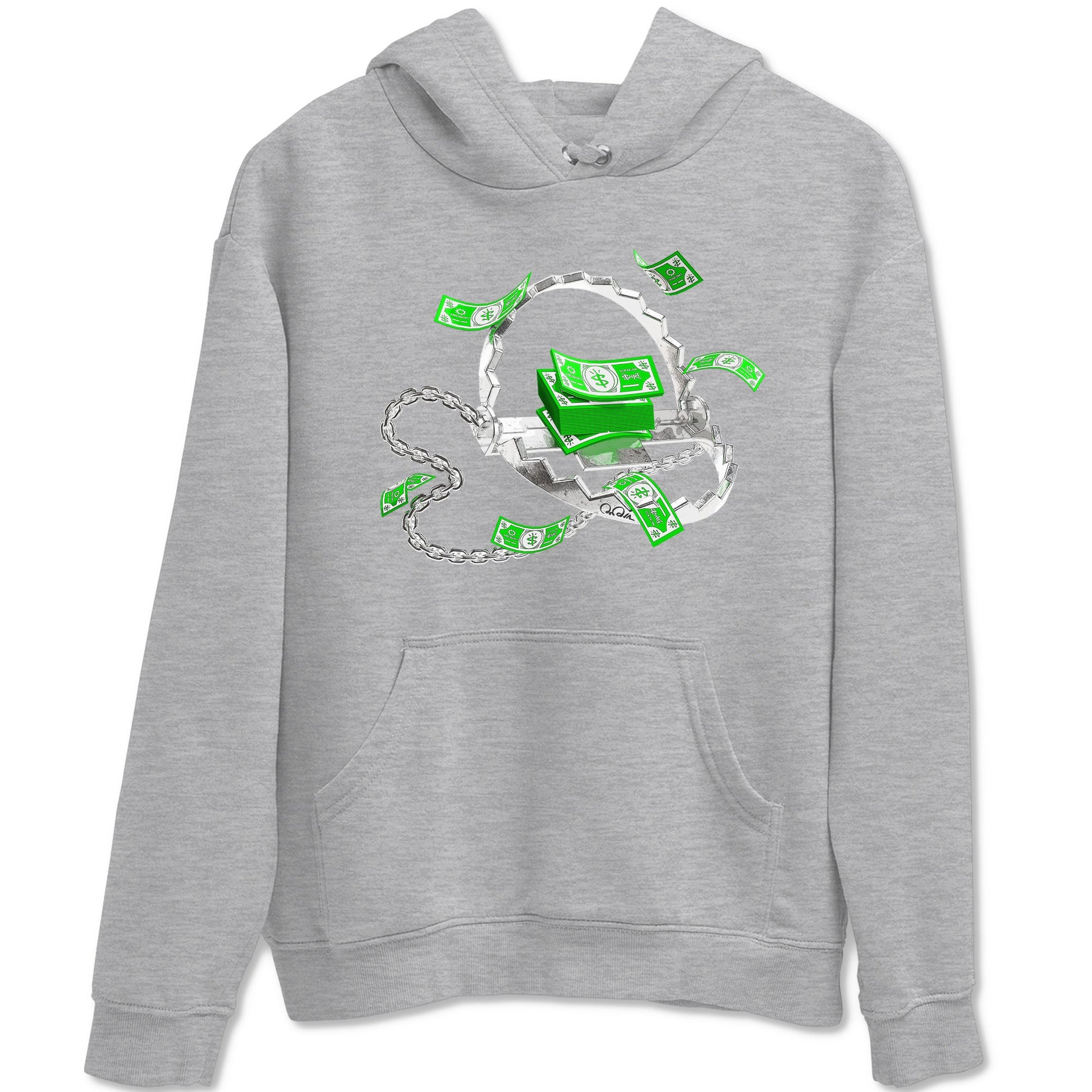 Air Jordan 5 Lucky Green shirt to match jordans Trap Money sneaker tees AJ5 Lucky Green SNRT Sneaker Release Tees unisex cotton Heather Grey 2 crew neck shirt