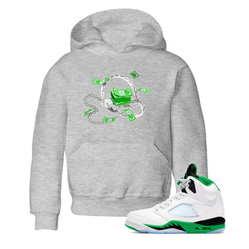 Air Jordan 5 Lucky Green shirt to match jordans Trap Money sneaker tees AJ5 Lucky Green SNRT sneaker release tees baby toddler Heather Grey 1 cotton Shirt