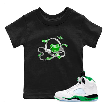 Air Jordan 5 Lucky Green shirt to match jordans Trap Money sneaker tees AJ5 Lucky Green SNRT sneaker release tees baby toddler Black 1 cotton Shirt
