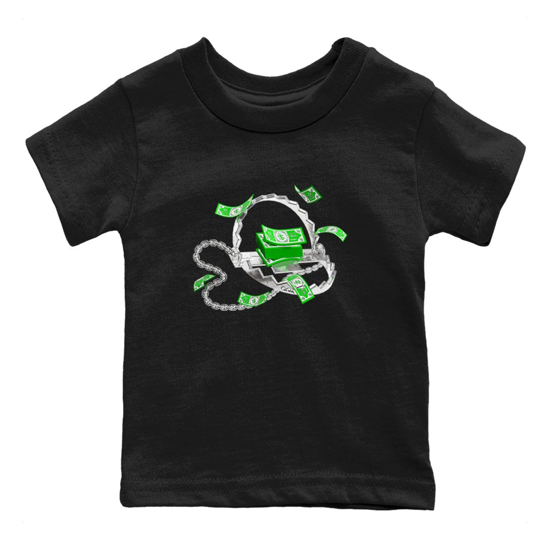 Air Jordan 5 Lucky Green shirt to match jordans Trap Money sneaker tees AJ5 Lucky Green SNRT sneaker release tees baby toddler Black 2 cotton Shirt
