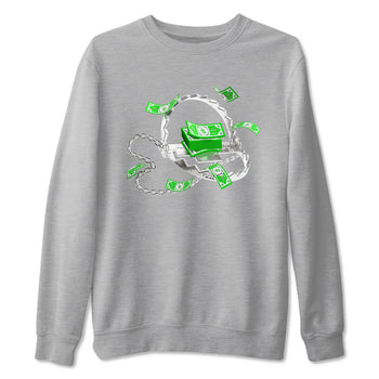 Air Jordan 5 Lucky Green shirt to match jordans Trap Money sneaker tees AJ5 Lucky Green SNRT Sneaker Release Tees unisex cotton Heather Grey 2 crew neck shirt
