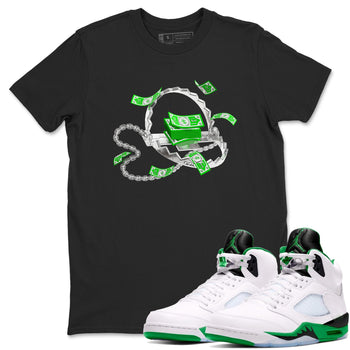 Air Jordan 5 Lucky Green shirt to match jordans Trap Money sneaker tees AJ5 Lucky Green SNRT Sneaker Release Tees unisex cotton Black 1 crew neck shirt