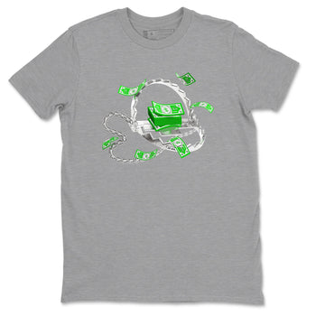 Air Jordan 5 Lucky Green shirt to match jordans Trap Money sneaker tees AJ5 Lucky Green SNRT Sneaker Release Tees unisex cotton Heather Grey 2 crew neck shirt