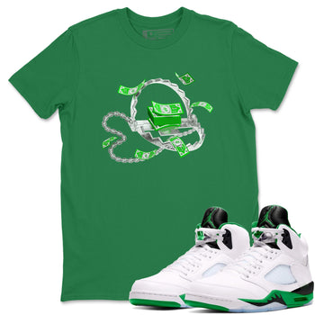Air Jordan 5 Lucky Green shirt to match jordans Trap Money sneaker tees AJ5 Lucky Green SNRT Sneaker Release Tees unisex cotton Kelly Green 1 crew neck shirt