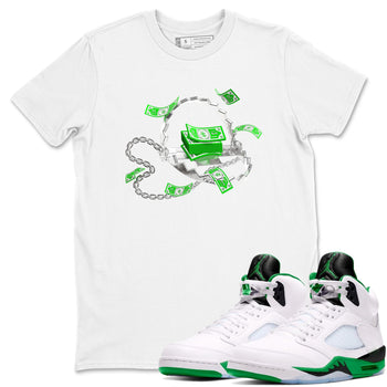 Air Jordan 5 Lucky Green shirt to match jordans Trap Money sneaker tees AJ5 Lucky Green SNRT Sneaker Release Tees unisex cotton White 1 crew neck shirt