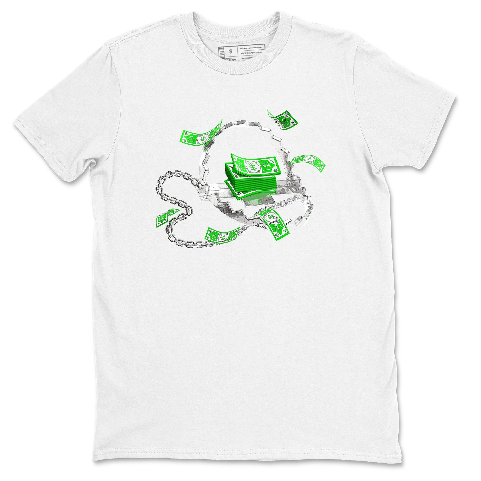 Air Jordan 5 Lucky Green shirt to match jordans Trap Money sneaker tees AJ5 Lucky Green SNRT Sneaker Release Tees unisex cotton White 2 crew neck shirt