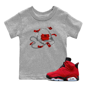 Air Jordan 6 Toro Bravo Sneaker Match Tees Trap Money Sneaker Tees AJ6 Toro Bravo Sneaker Release Tees Kids Shirts Heather Grey 1