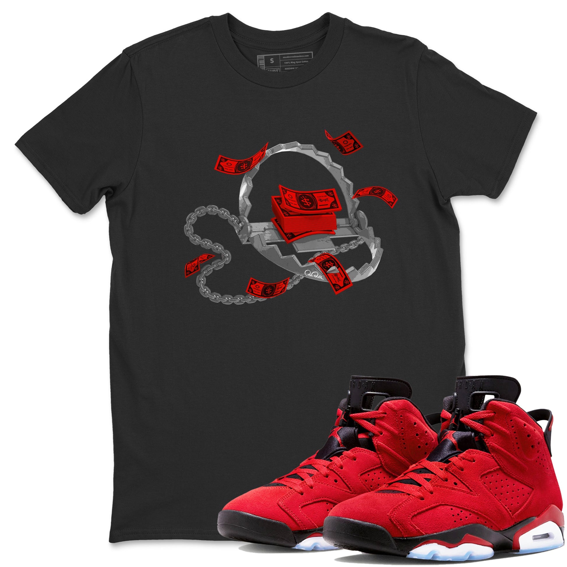 Air Jordan 6 Toro Bravo Sneaker Match Tees Trap Money Sneaker Tees AJ6 Toro Bravo Sneaker Release Tees Unisex Shirts Black 1