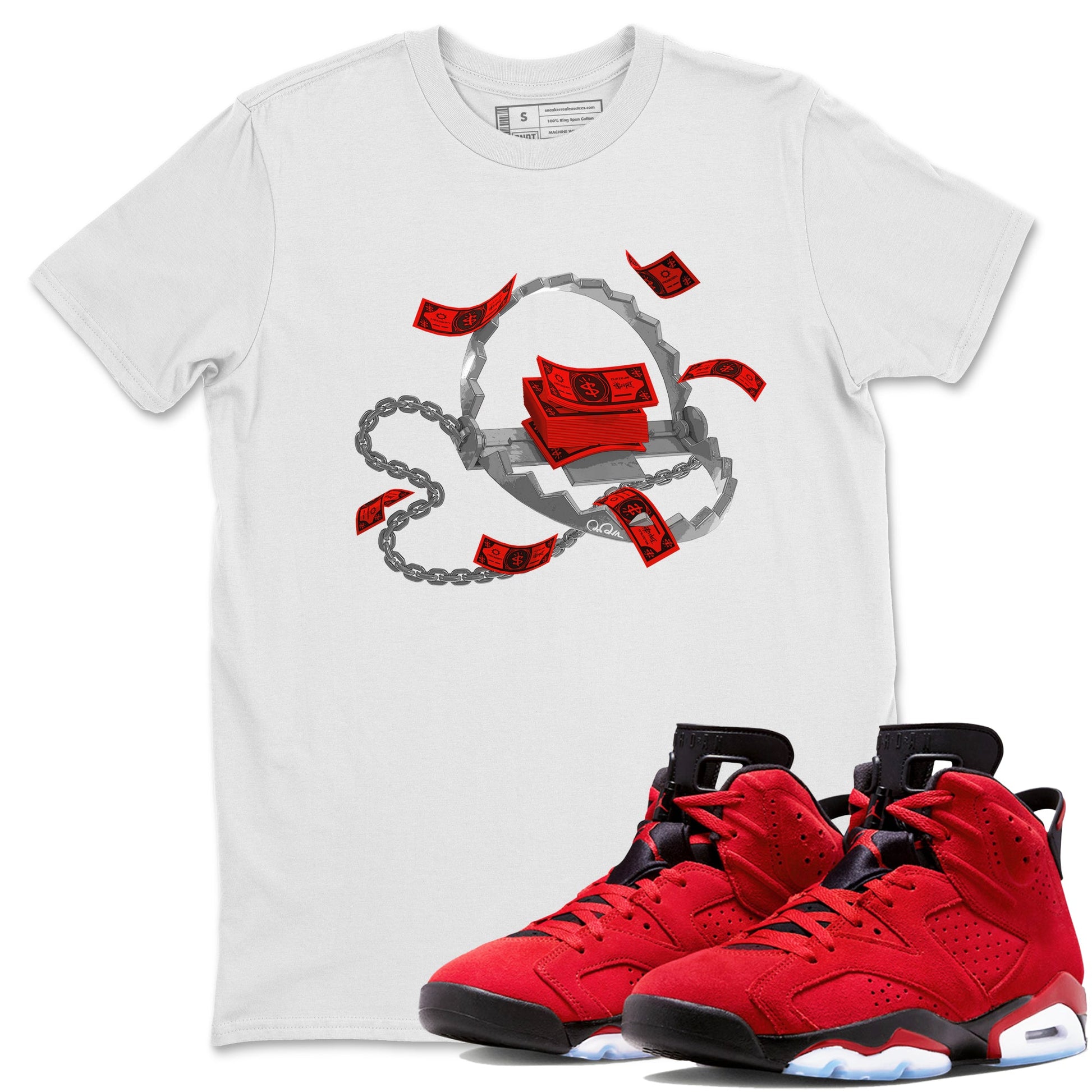 Air Jordan 6 Toro Bravo Sneaker Match Tees Trap Money Sneaker Tees AJ6 Toro Bravo Sneaker Release Tees Unisex Shirts White 1