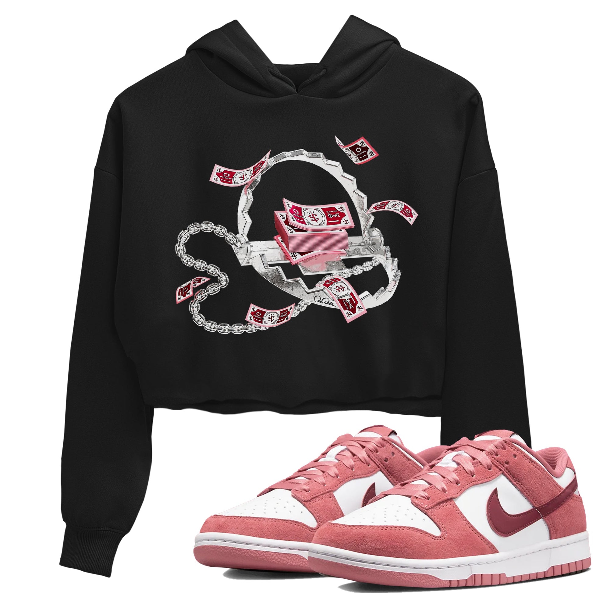 Dunk Valentines Day 2024 shirt to match jordans Trap Money sneaker tees Valentines Day Gift SNRT Sneaker Release Tees Black 1 crop length shirt