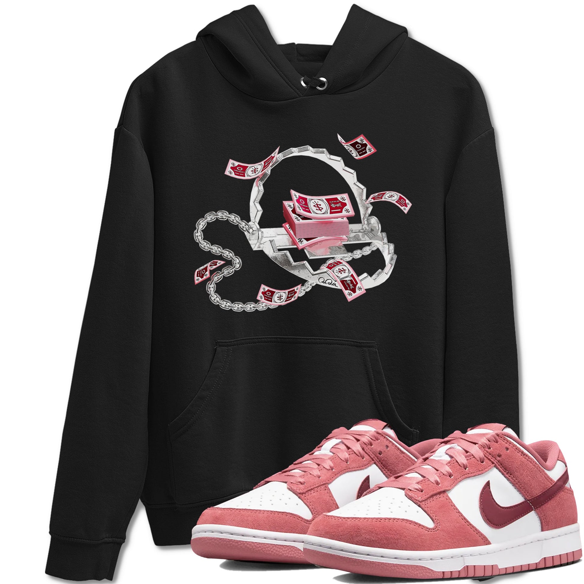 Dunk Valentines Day 2024 shirt to match jordans Trap Money sneaker tees Valentines Day Gift SNRT Sneaker Release Tees unisex cotton Black 1 crew neck shirt