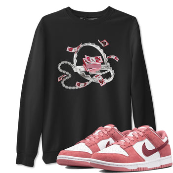 Dunk Valentines Day 2024 shirt to match jordans Trap Money sneaker tees Valentines Day Gift SNRT Sneaker Release Tees unisex cotton Black 1 crew neck shirt