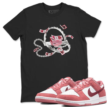 Dunk Valentines Day 2024 shirt to match jordans Trap Money sneaker tees Valentines Day Gift SNRT Sneaker Release Tees unisex cotton Black 1 crew neck shirt
