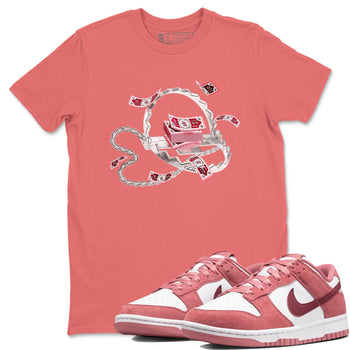 Dunk Valentines Day 2024 shirt to match jordans Trap Money sneaker tees Valentines Day Gift SNRT Sneaker Release Tees unisex cotton Coral 1 crew neck shirt