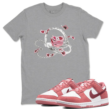 Dunk Valentines Day 2024 shirt to match jordans Trap Money sneaker tees Valentines Day Gift SNRT Sneaker Release Tees unisex cotton Heather Grey 1 crew neck shirt