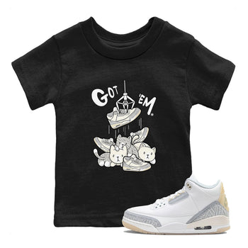 Air Jordan 3 Craft Ivory shirt to match jordans Treasure Hunter sneaker tees 3s Ivory SNRT sneaker release tees baby toddler Black 1 cotton Shirt