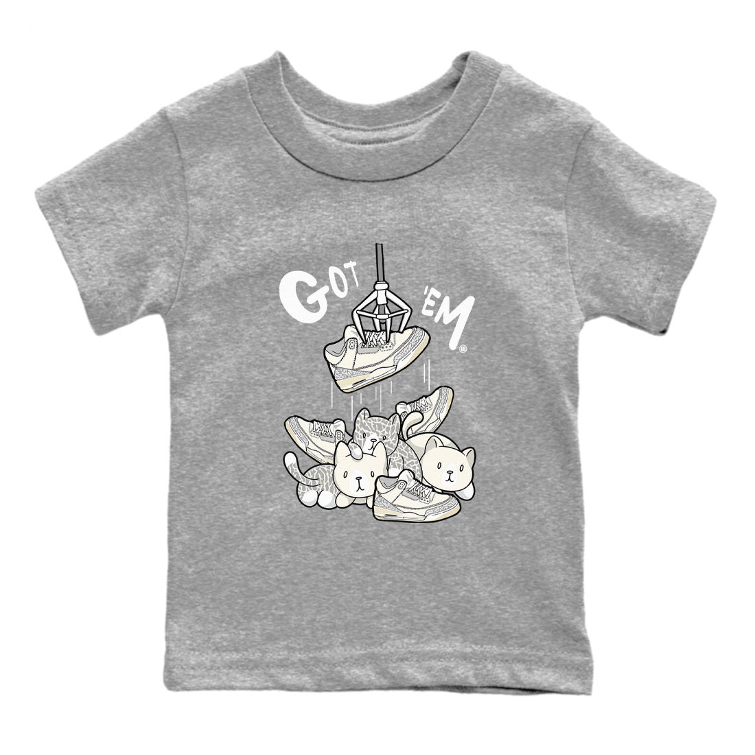 Air Jordan 3 Craft Ivory shirt to match jordans Treasure Hunter sneaker tees 3s Ivory SNRT sneaker release tees baby toddler Heather Grey 2 cotton Shirt