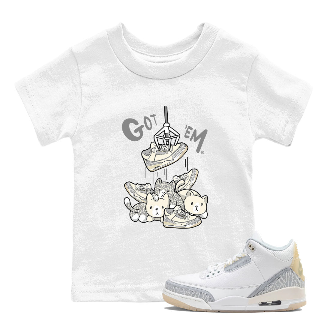 Air Jordan 3 Craft Ivory shirt to match jordans Treasure Hunter sneaker tees 3s Ivory SNRT sneaker release tees baby toddler White 1 cotton Shirt