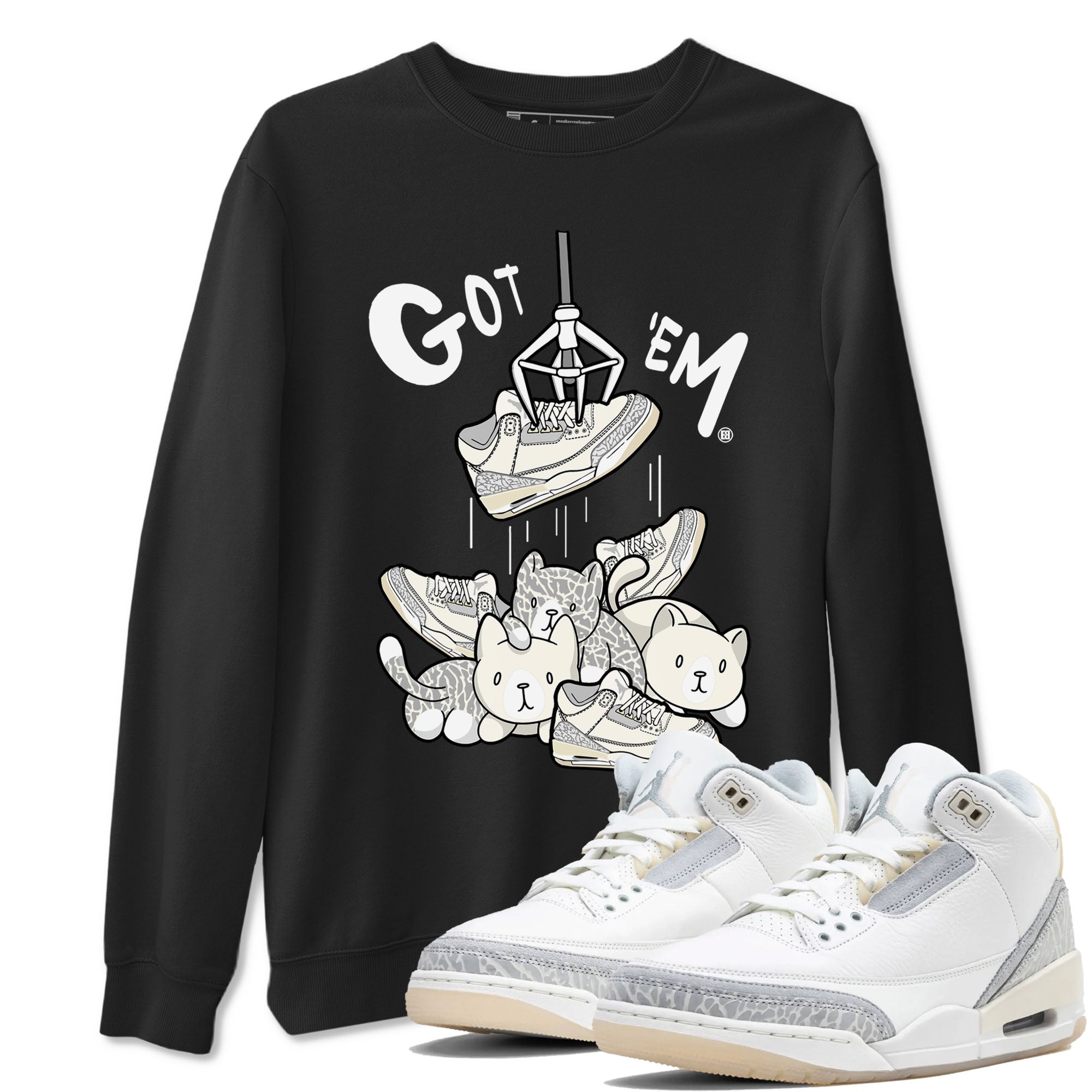 Air Jordan 3 Craft Ivory shirt to match jordans Treasure Hunter sneaker tees 3s Ivory SNRT Sneaker Release Tees unisex cotton Black 1 crew neck shirt