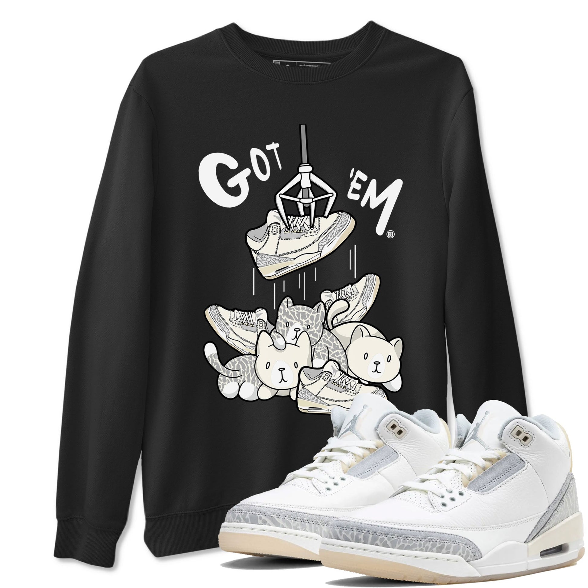 Air Jordan 3 Craft Ivory shirt to match jordans Treasure Hunter sneaker tees 3s Ivory SNRT Sneaker Release Tees unisex cotton Black 1 crew neck shirt