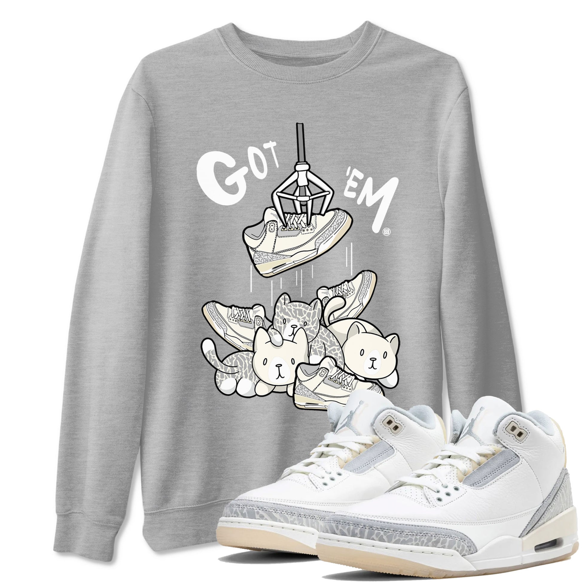 Air Jordan 3 Craft Ivory shirt to match jordans Treasure Hunter sneaker tees 3s Ivory SNRT Sneaker Release Tees unisex cotton Heather Grey 1 crew neck shirt
