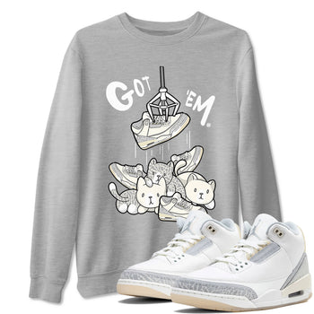 Air Jordan 3 Craft Ivory shirt to match jordans Treasure Hunter sneaker tees 3s Ivory SNRT Sneaker Release Tees unisex cotton Heather Grey 1 crew neck shirt