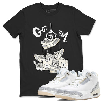 Air Jordan 3 Craft Ivory shirt to match jordans Treasure Hunter sneaker tees 3s Ivory SNRT Sneaker Release Tees unisex cotton Black 1 crew neck shirt