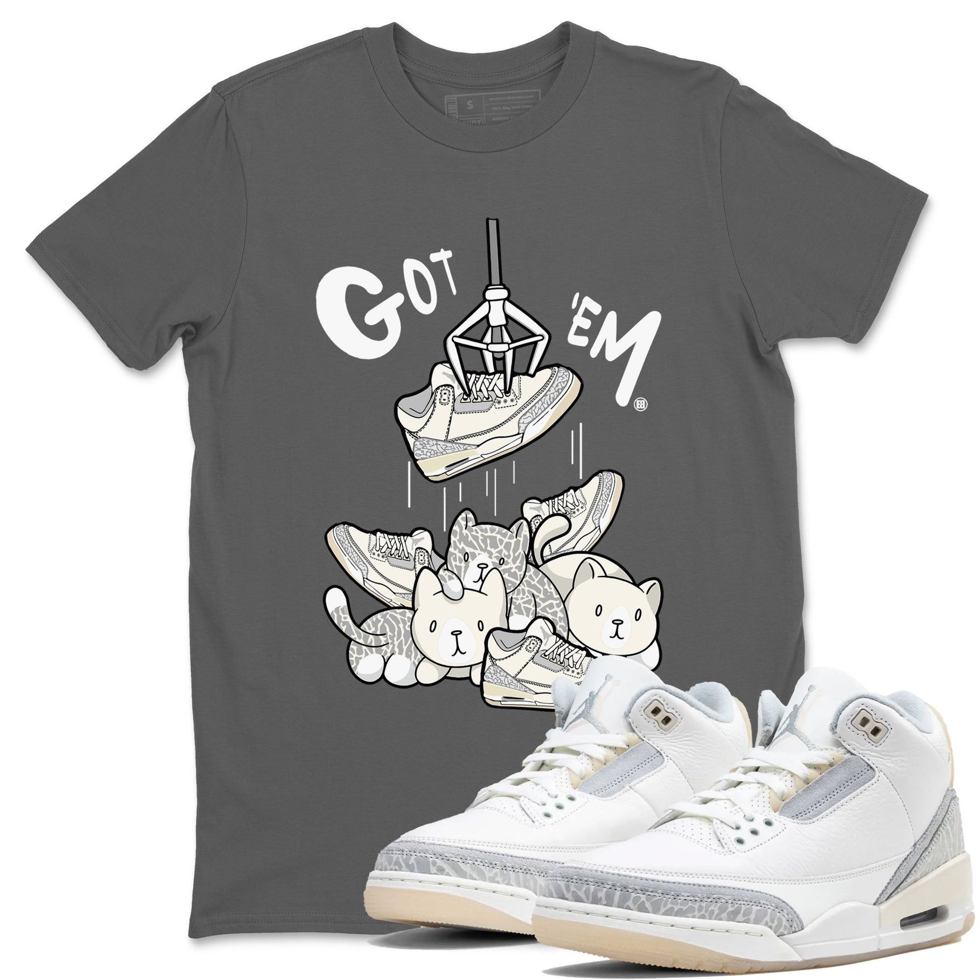 Air Jordan 3 Craft Ivory shirt to match jordans Treasure Hunter sneaker tees 3s Ivory SNRT Sneaker Release Tees unisex cotton Cool Grey 1 crew neck shirt