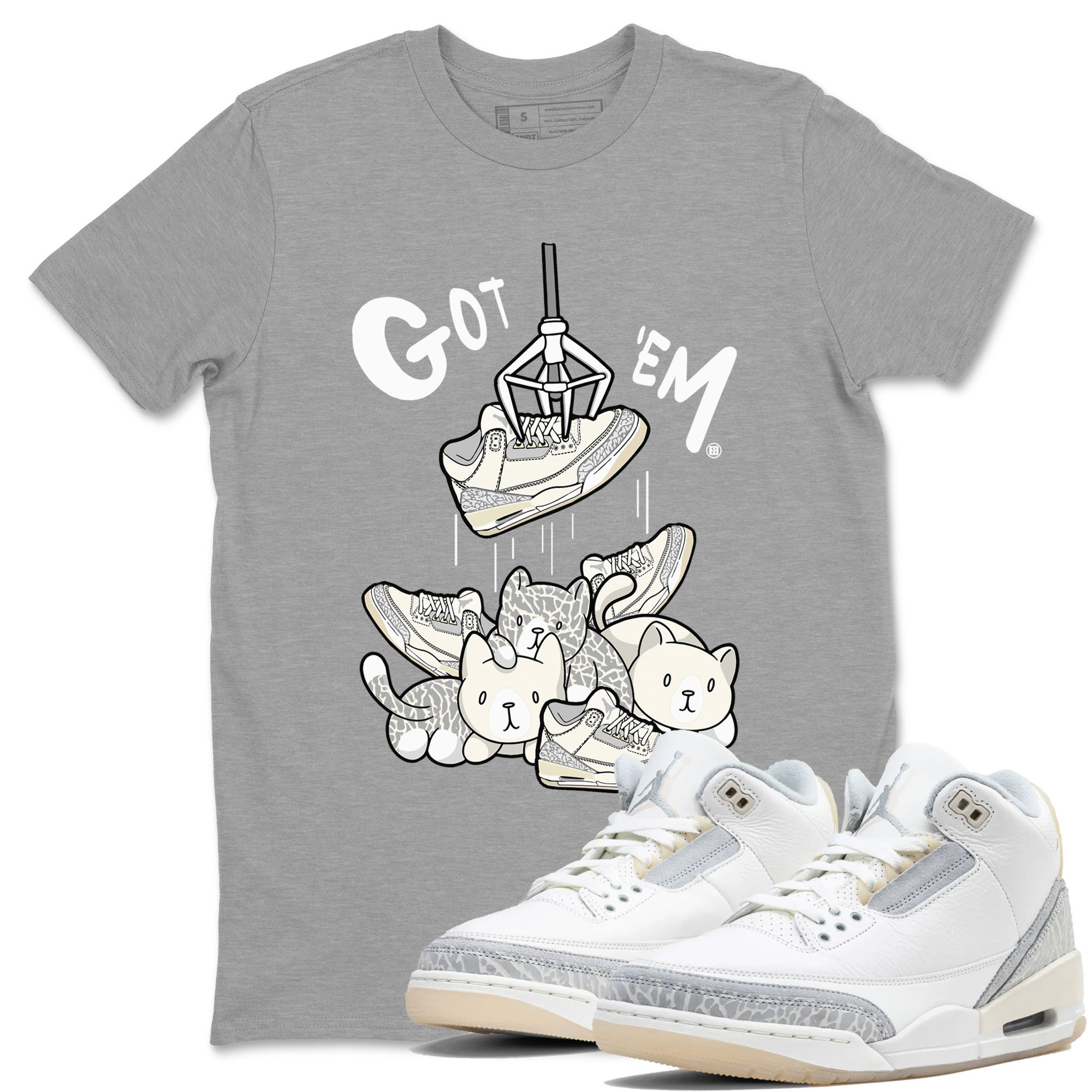 Air Jordan 3 Craft Ivory shirt to match jordans Treasure Hunter sneaker tees 3s Ivory SNRT Sneaker Release Tees unisex cotton Heather Grey 1 crew neck shirt