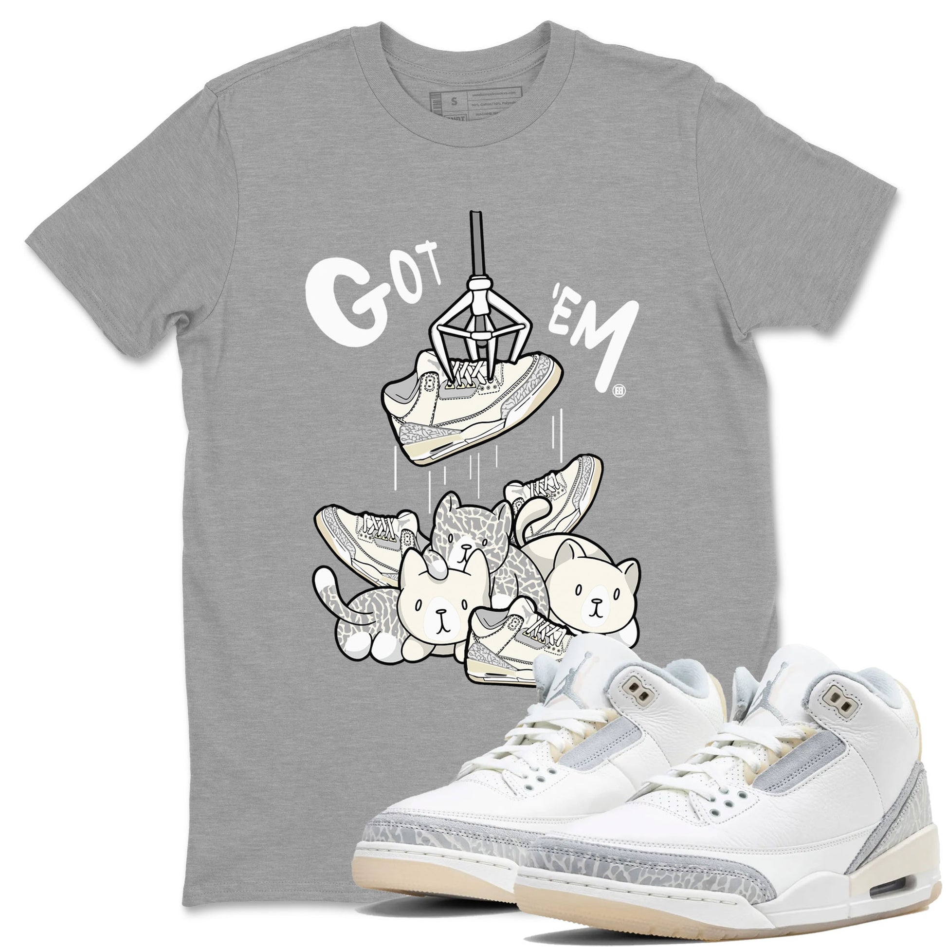 Air Jordan 3 Craft Ivory shirt to match jordans Treasure Hunter sneaker tees 3s Ivory SNRT Sneaker Release Tees unisex cotton Heather Grey 1 crew neck shirt
