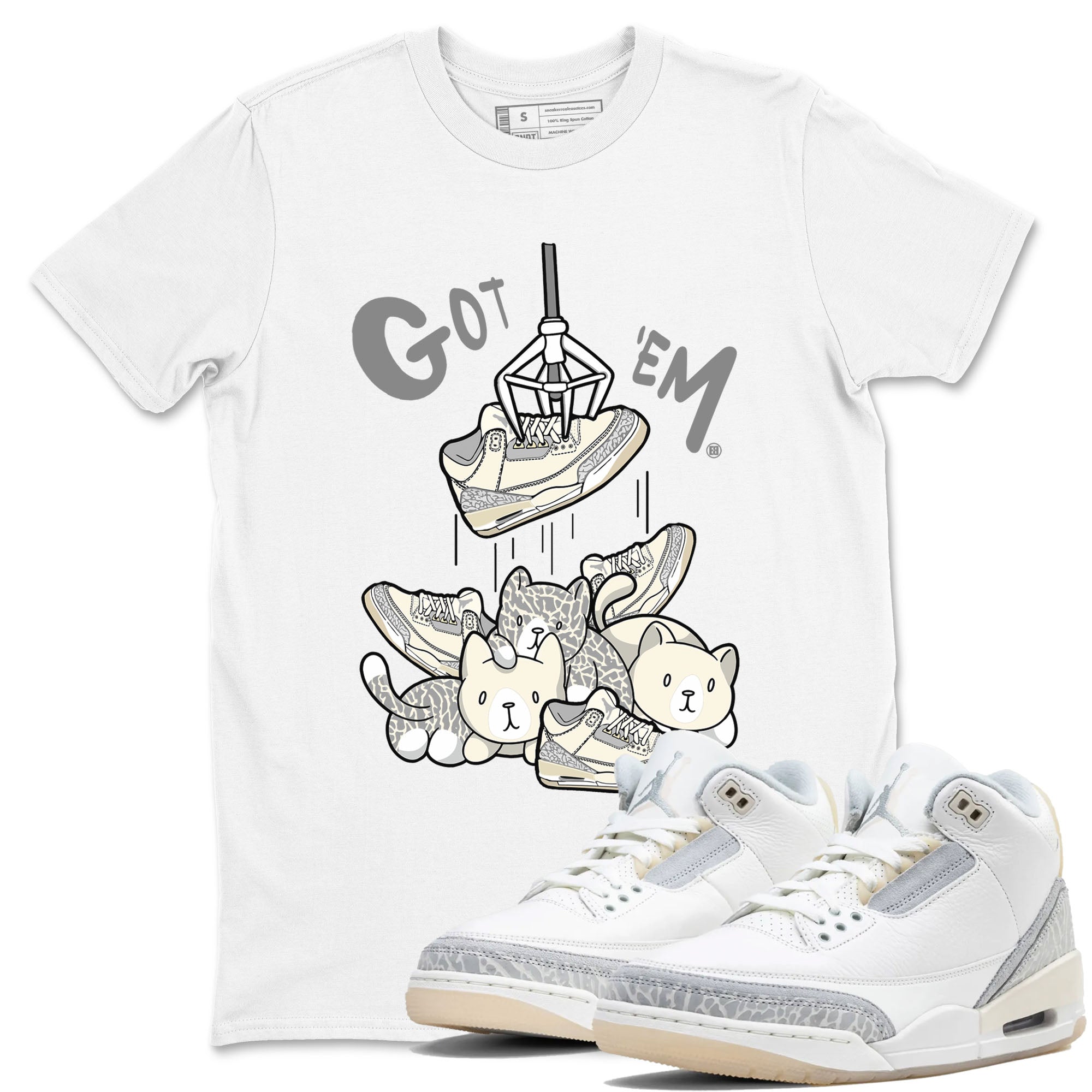 Air Jordan 3 Craft Ivory shirt to match jordans Treasure Hunter sneaker tees 3s Ivory SNRT Sneaker Release Tees unisex cotton White 1 crew neck shirt