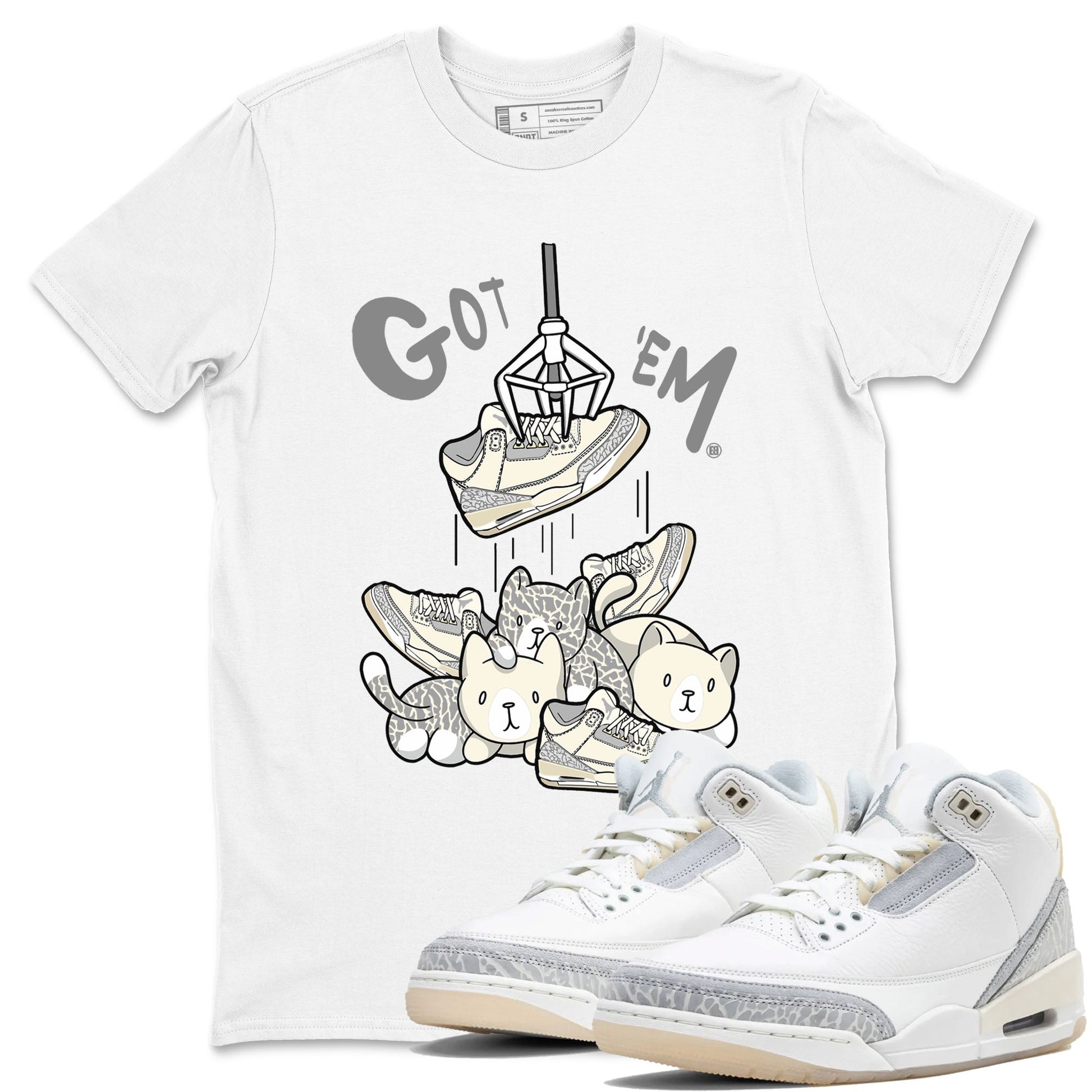 Air Jordan 3 Craft Ivory shirt to match jordans Treasure Hunter sneaker tees 3s Ivory SNRT Sneaker Release Tees unisex cotton White 1 crew neck shirt