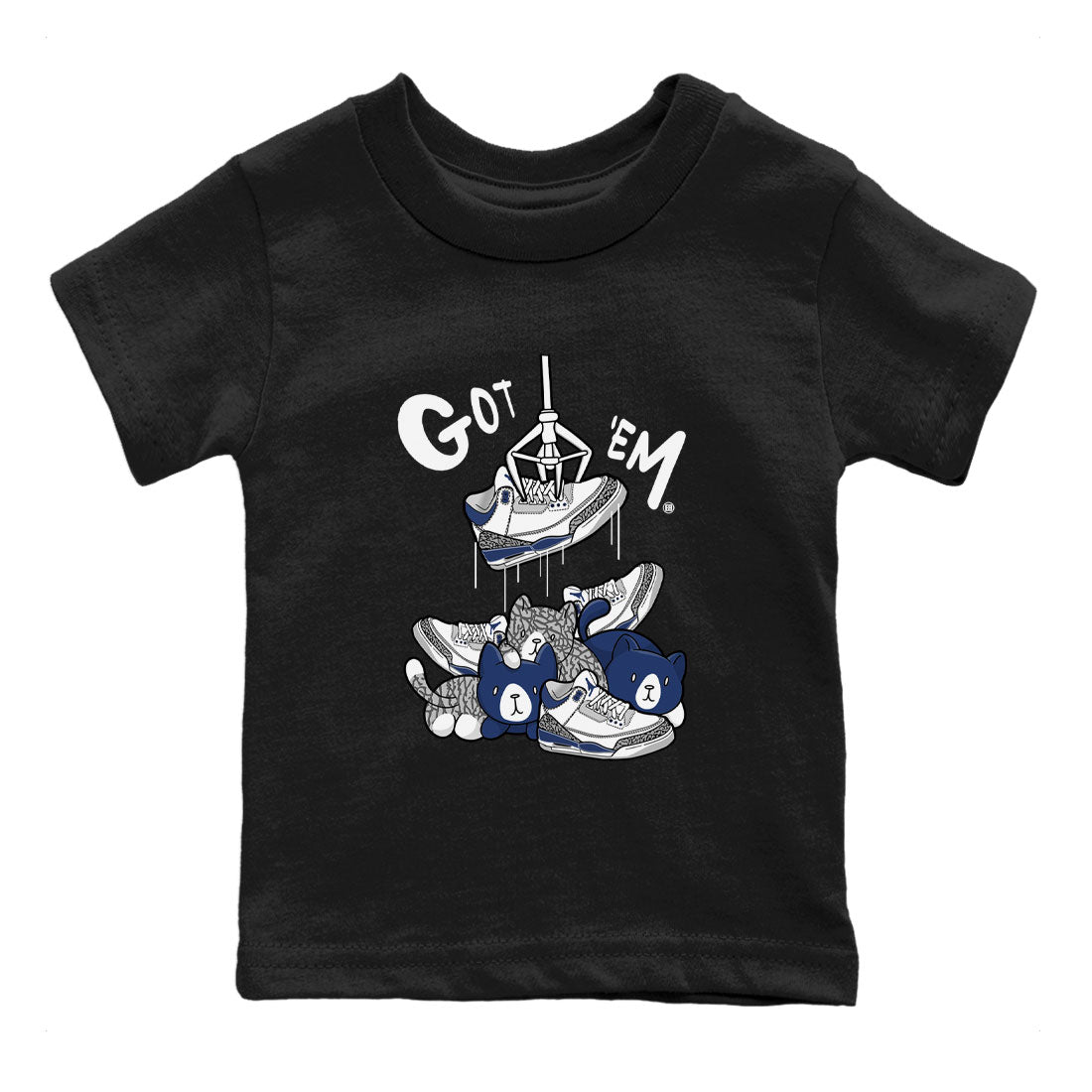 Air Jordan 3 Midnight Navy shirt to match jordans Treasure Hunter sneaker tees AJ3 Midnight Navy SNRT Sneaker T Shirt  baby toddler Black 2 cotton Shirt